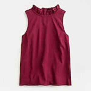J. Crew Ruffle-neck top in 365 crepe LARGE / VINTAGE BURGUNDY